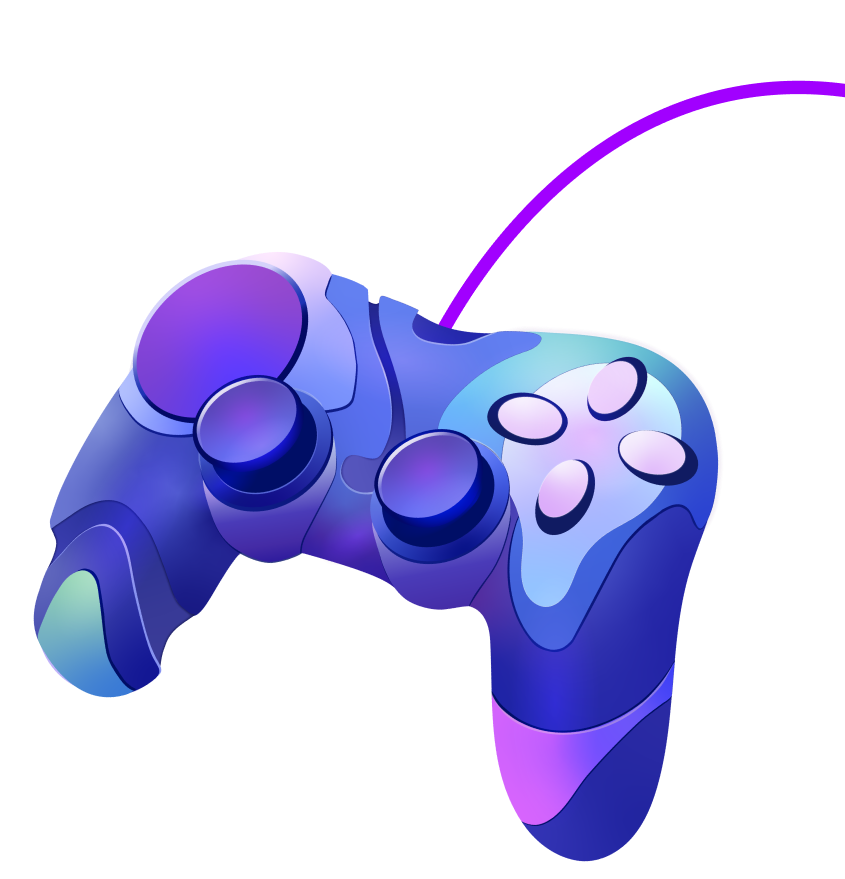 PlayJoy Studios — illustrated purple gamepad mascot